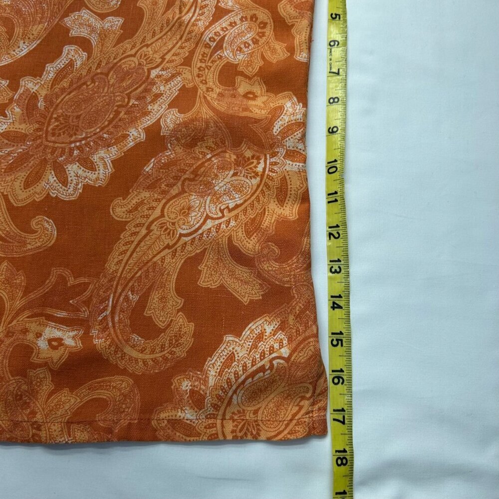 Tasso Elba Island Mens Orange Paisley Button-Down Shirt 75% Silk 25% Linen Short - Picture 8 of 16